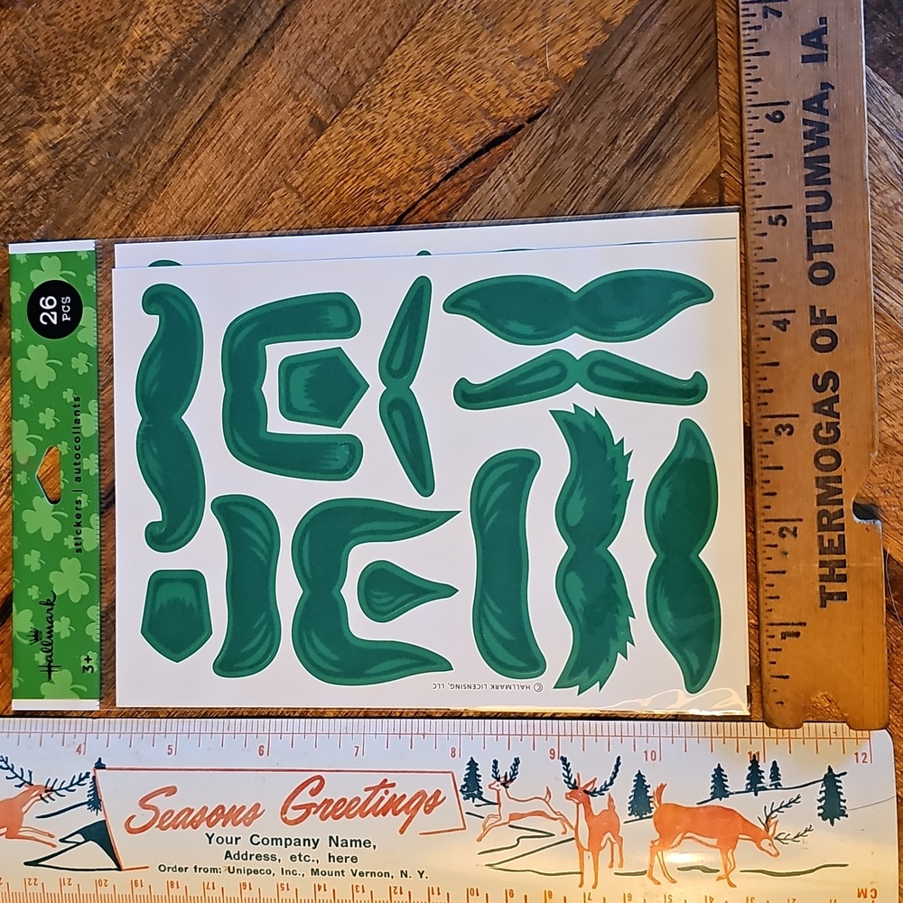 Hallmark stickers Green Mustache St. Patrick's Day